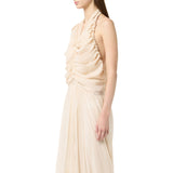 Abito donna lungo in georgette con arriccio