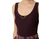 Top donna in maglia di viscosa e seta con dettaglio gioiello