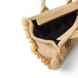 Borsa shopper media Beach in rafia con logo e nappine