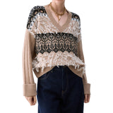 Maglia donna jacquard con ricami gioiello