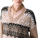 Maglia donna jacquard con ricami gioiello