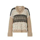Maglia donna jacquard con ricami gioiello