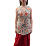 Gilet donna con rifiniture floreali