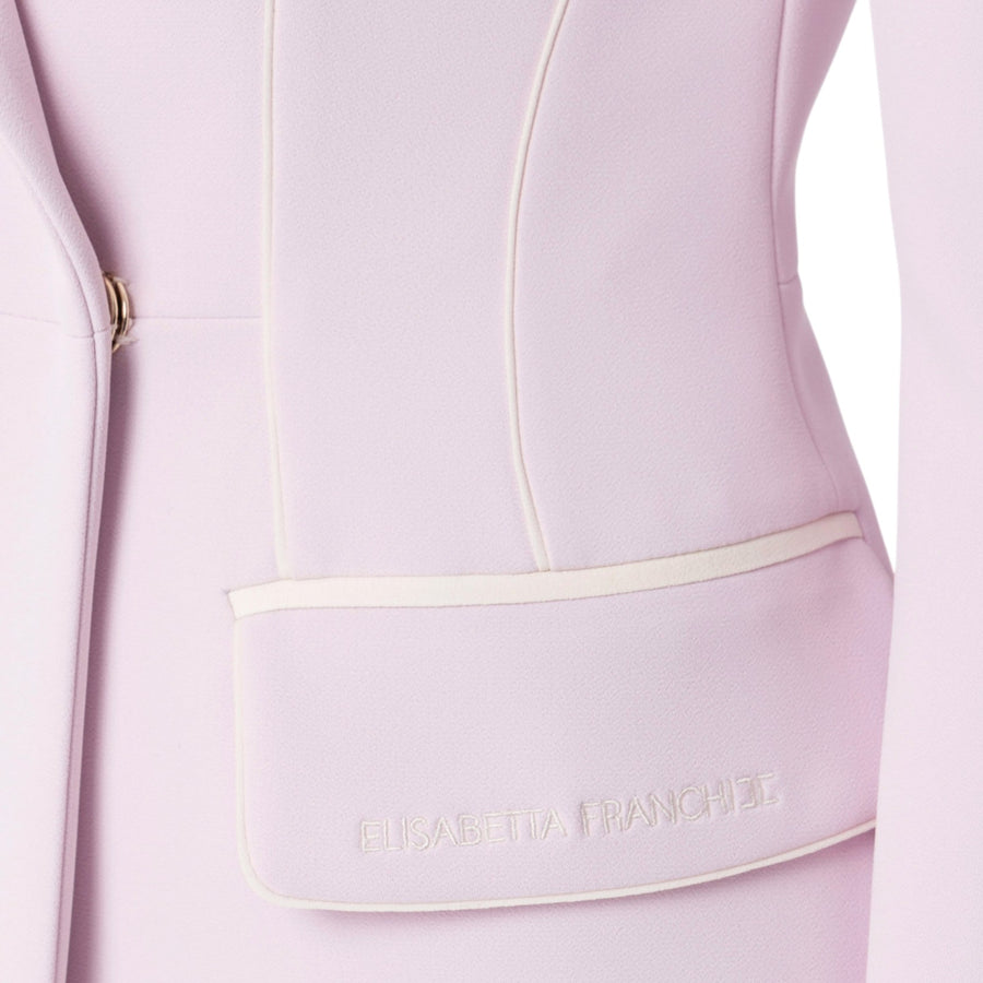 Robe manteau donna in crêpe con piping a contrasto