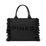 Borsa donna shopper media Beach in rafia con logo e nappine