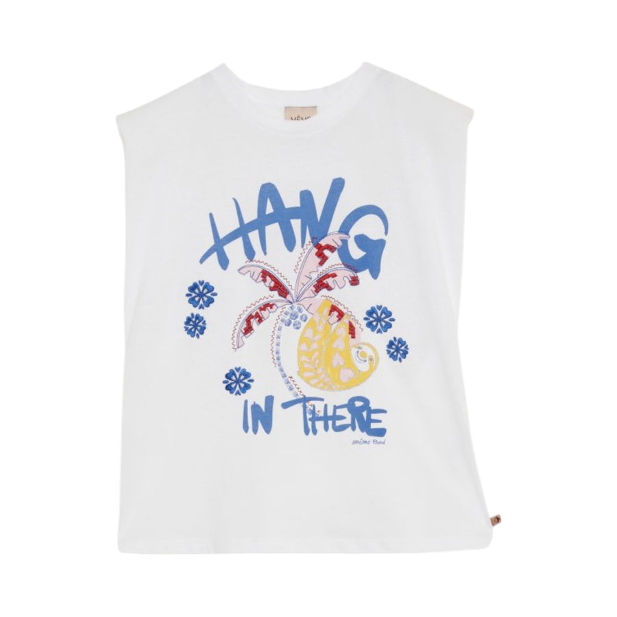 T-shirt donna senza maniche con stampa