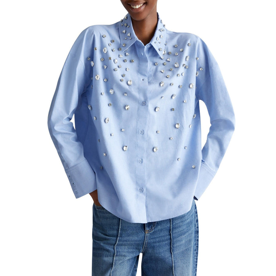 Camicia donna in cotone con strass