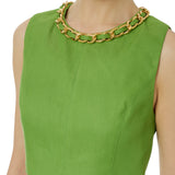 Top donna in misto lino con catena gioiello