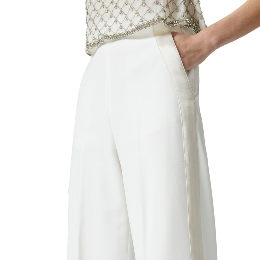 Pantaloni donna eleganti con fascia lucida laterale