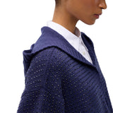 Cardigan donna in misto lana full strass con cappuccio