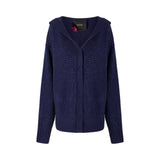 Cardigan donna in misto lana full strass con cappuccio