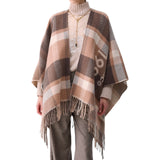 Poncho donna check jacquard
