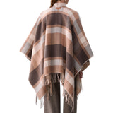 Poncho donna check jacquard