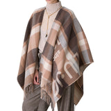 Poncho donna check jacquard