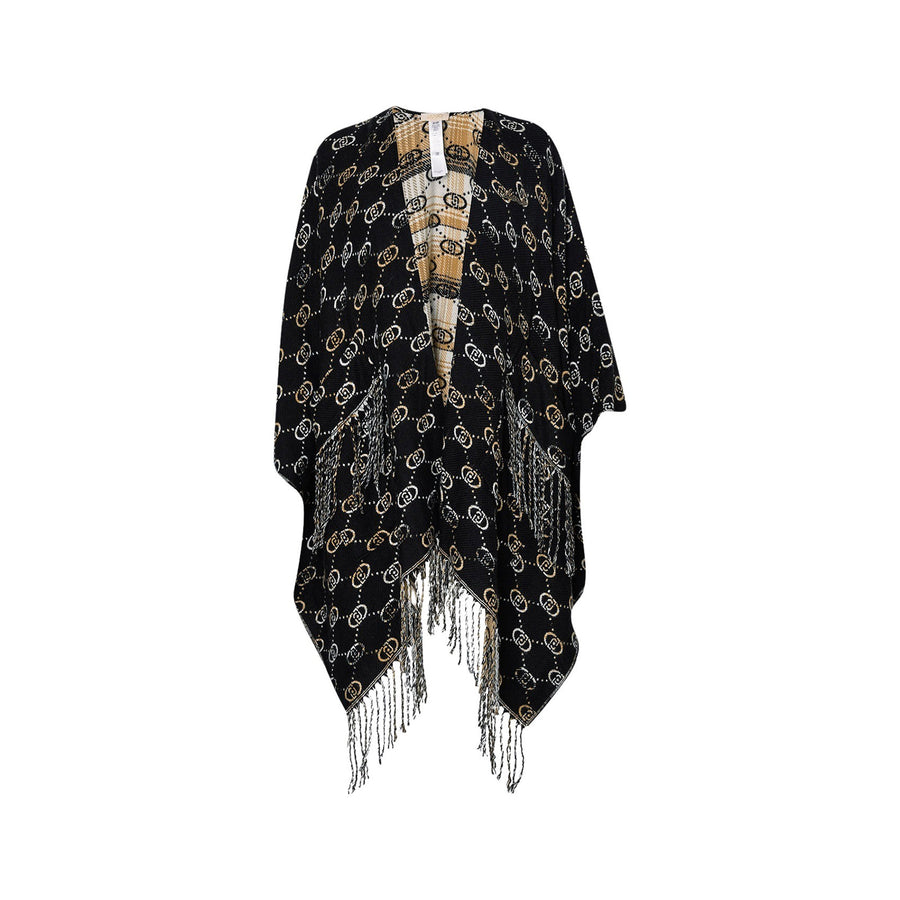 Poncho donna con logo jacquard