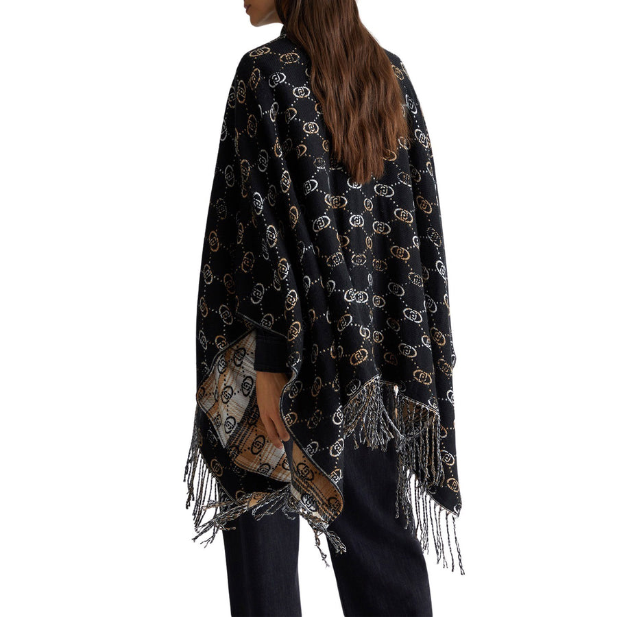 Poncho donna con logo jacquard