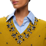 Maglia donna in lana e cashmere con applicazioni gioiello