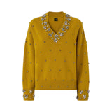 Maglia donna in lana e cashmere con applicazioni gioiello