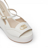 Zeppe donna slingback in pelle e vernice