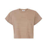 T-shirt donna in jersey con stampa lettering