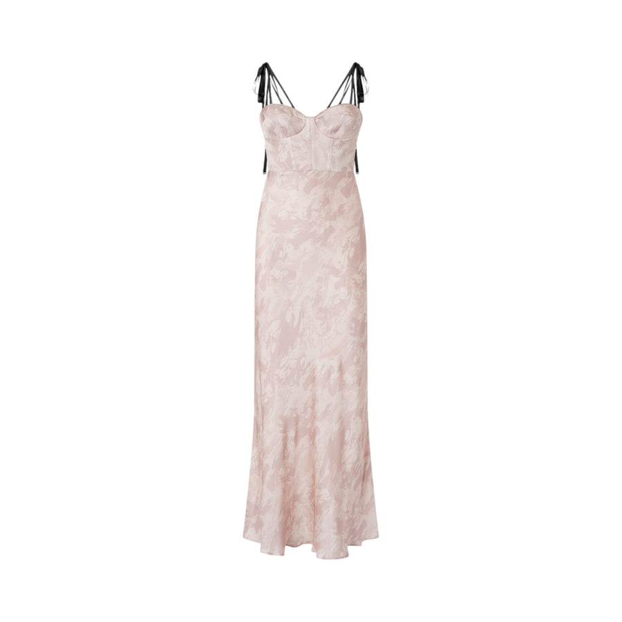 Abito donna lungo satin stampa cavalli Reimagine PINKO X Patrick McDowell
