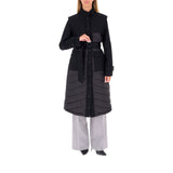 Cappotto donna trapuntato in nylon con dettagli in lana