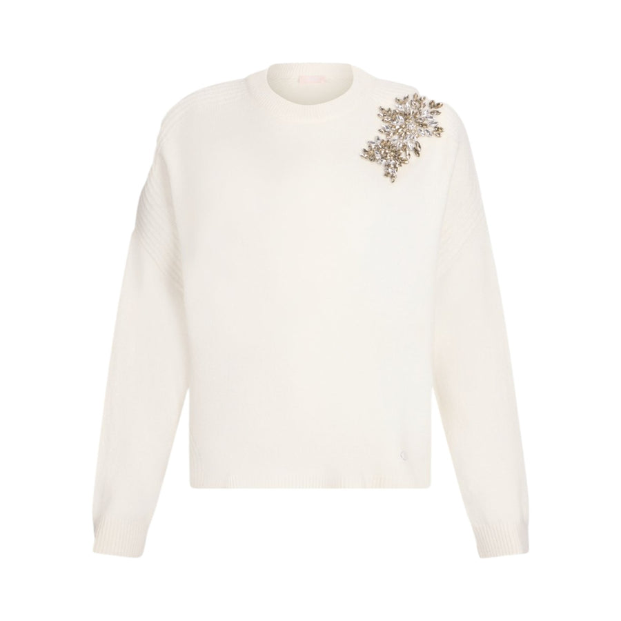 Maglia donna 100% lana con ricamo gioiello