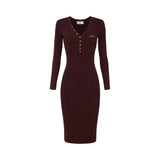 Abito donna in maglia a costine con taschino