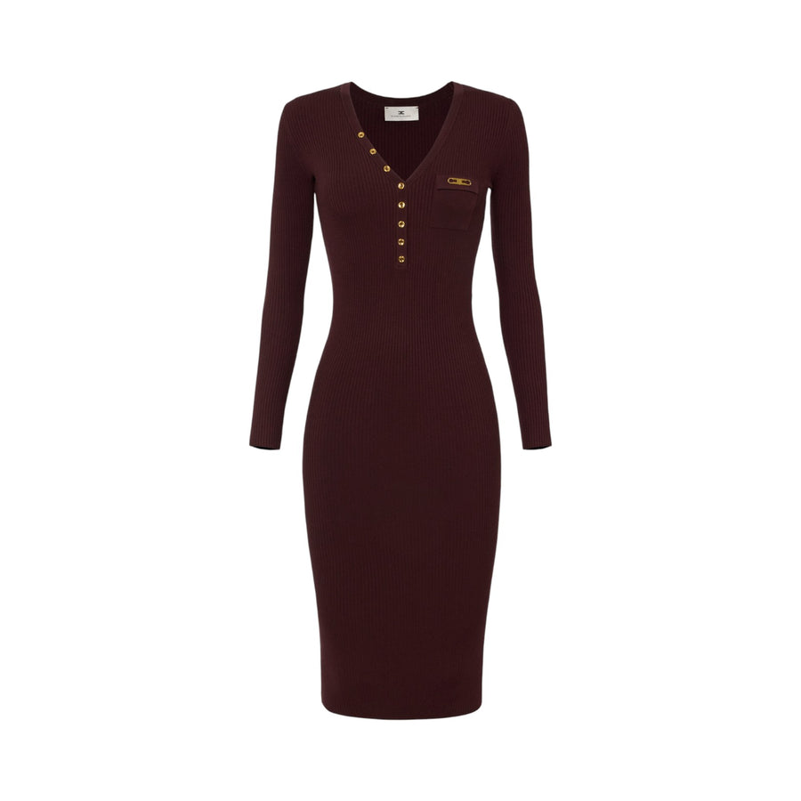 Abito donna in maglia a costine con taschino