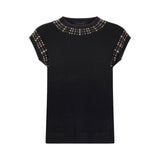 Maglia donna maniche corte con borchie