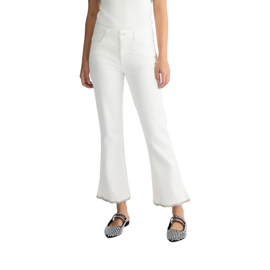 Jeans donna bootcut bottom up con strass