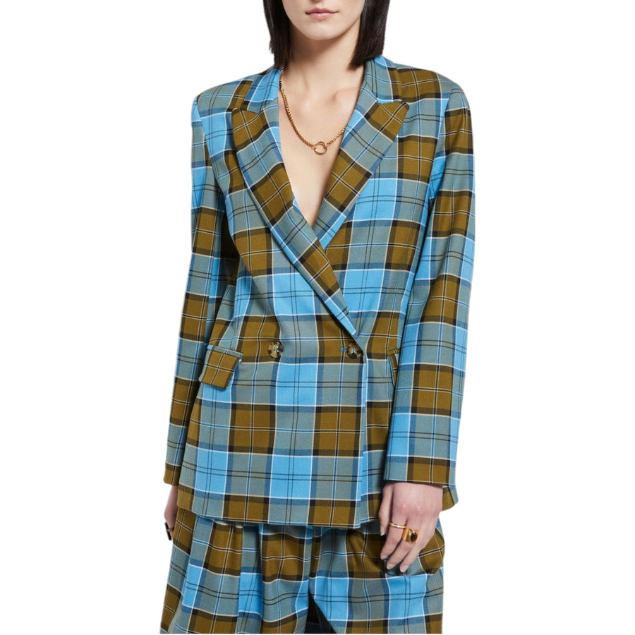 Giacca donna doppiopetto con stampa tartan