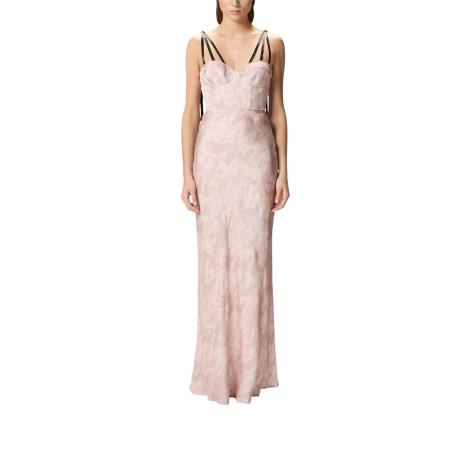 Abito donna lungo satin stampa cavalli Reimagine PINKO X Patrick McDowell