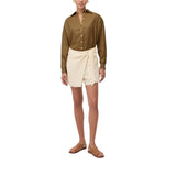 Shorts donna in misto lino