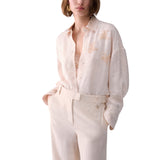 Camicia donna jacquard con ricami gioiello