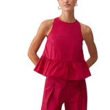 Top donna in popeline con fiocco