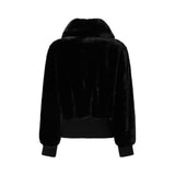 Bomber donna in tessuto effetto pelliccia