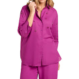 Camicia donna in voile di cotone ricamata a mano