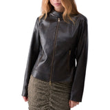 Giacca donna biker in tessuto spalmato