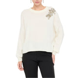 Maglia donna 100% lana con ricamo gioiello