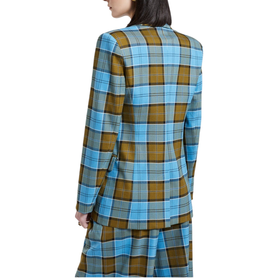 Giacca donna doppiopetto con stampa tartan