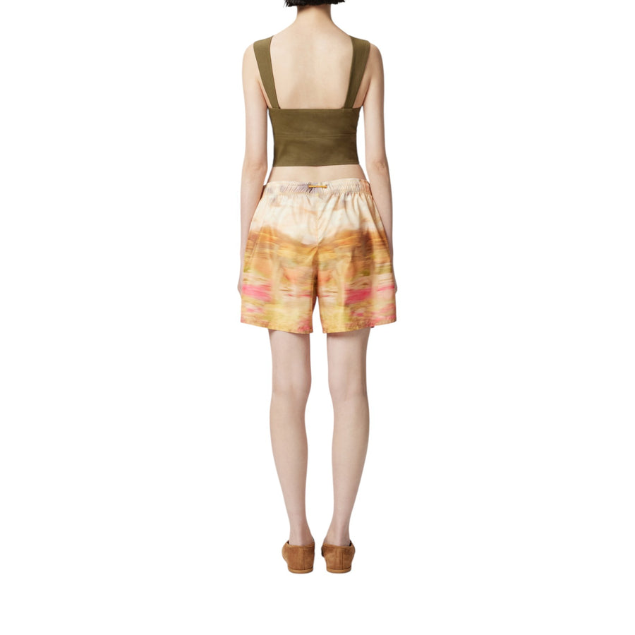 Crop top donna in lino con bottoni