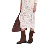 Gonna donna midi in pizzo crochet di lana
