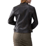 Giacca donna biker in tessuto spalmato