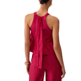 Top donna in popeline con fiocco
