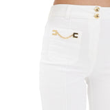 Jeans donna a vita alta avorio
