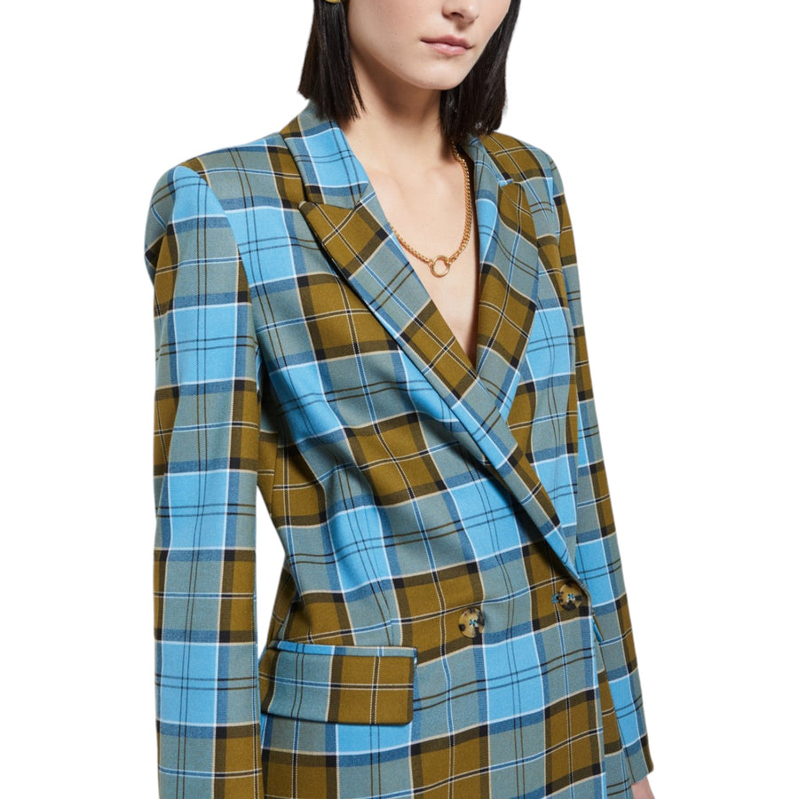 Giacca donna doppiopetto con stampa tartan