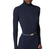 Abito donna in maglia a costine con cintura