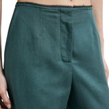 Pantaloni donna sartoriali a vita bassa in lino