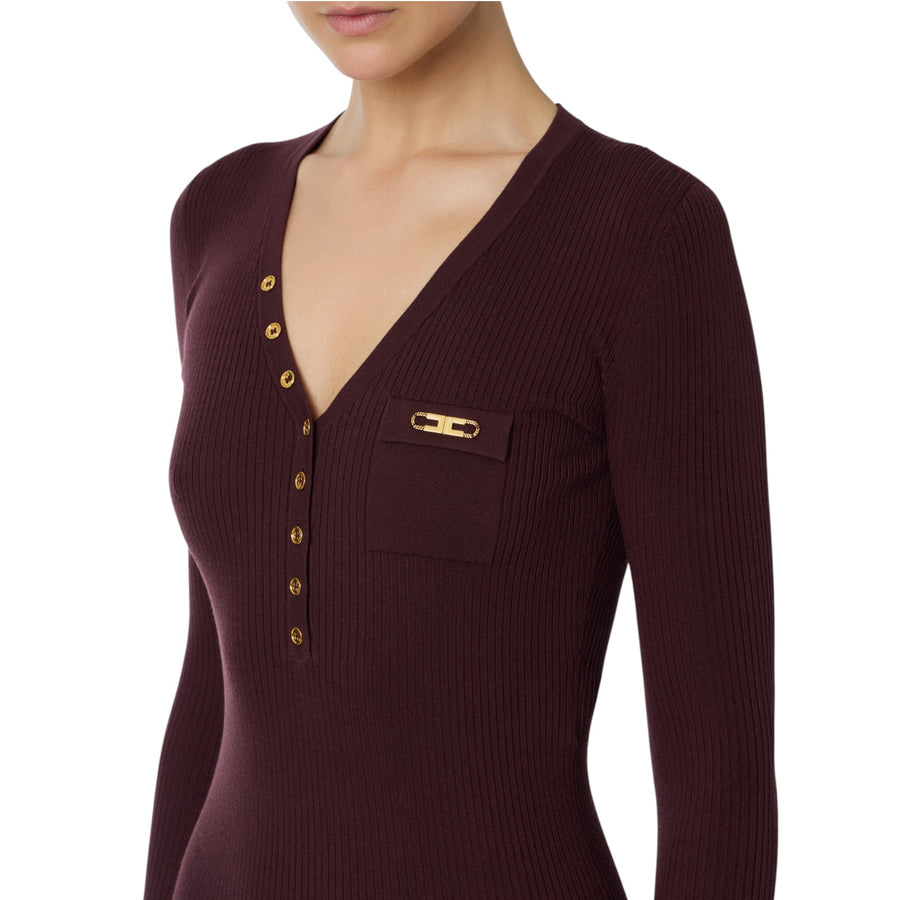 Abito donna in maglia a costine con taschino